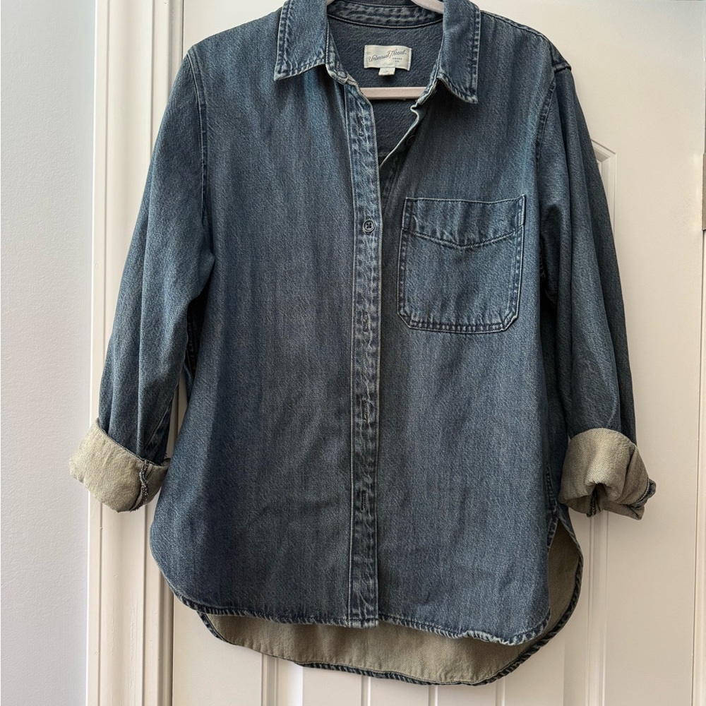 Universal Thread Dark Wash Denim Button-Up Shirt
